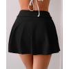 imageEomenie Womens High Waisted Swim Skirt Tummy Control Bikini Bottoms Side Tie Knot Bathing Suit Bottom with Builtin PantyBlack