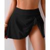 imageEomenie Womens High Waisted Swim Skirt Tummy Control Bikini Bottoms Side Tie Knot Bathing Suit Bottom with Builtin PantyBlack