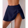 imageEomenie Womens High Waisted Swim Skirt Tummy Control Bikini Bottoms Side Tie Knot Bathing Suit Bottom with Builtin PantyDark Blue