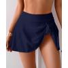 imageEomenie Womens High Waisted Swim Skirt Tummy Control Bikini Bottoms Side Tie Knot Bathing Suit Bottom with Builtin PantyDark Blue
