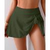 imageEomenie Womens High Waisted Swim Skirt Tummy Control Bikini Bottoms Side Tie Knot Bathing Suit Bottom with Builtin PantyGreen