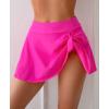 imageEomenie Womens High Waisted Swim Skirt Tummy Control Bikini Bottoms Side Tie Knot Bathing Suit Bottom with Builtin PantyHot Pink