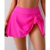 imageEomenie Womens High Waisted Swim Skirt Tummy Control Bikini Bottoms Side Tie Knot Bathing Suit Bottom with Builtin PantyHot Pink