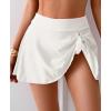 imageEomenie Womens High Waisted Swim Skirt Tummy Control Bikini Bottoms Side Tie Knot Bathing Suit Bottom with Builtin PantyWhite
