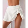 imageEomenie Womens High Waisted Swim Skirt Tummy Control Bikini Bottoms Side Tie Knot Bathing Suit Bottom with Builtin PantyWhite