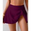 imageEomenie Womens High Waisted Swim Skirt Tummy Control Bikini Bottoms Side Tie Knot Bathing Suit Bottom with Builtin PantyWine Red