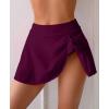 imageEomenie Womens High Waisted Swim Skirt Tummy Control Bikini Bottoms Side Tie Knot Bathing Suit Bottom with Builtin PantyWine Red