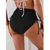 imageEomenie Womens High Waisted Swimsuit Bottom Tummy Control Ruched Bikini Bottoms Side Tie Bathing Suit Swim BottomBlack