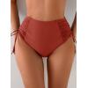 imageEomenie Womens High Waisted Swimsuit Bottom Tummy Control Ruched Bikini Bottoms Side Tie Bathing Suit Swim BottomBrick Red