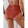 imageEomenie Womens High Waisted Swimsuit Bottom Tummy Control Ruched Bikini Bottoms Side Tie Bathing Suit Swim BottomBrick Red