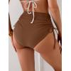 imageEomenie Womens High Waisted Swimsuit Bottom Tummy Control Ruched Bikini Bottoms Side Tie Bathing Suit Swim BottomBrown