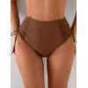 imageEomenie Womens High Waisted Swimsuit Bottom Tummy Control Ruched Bikini Bottoms Side Tie Bathing Suit Swim BottomBrown
