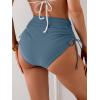 imageEomenie Womens High Waisted Swimsuit Bottom Tummy Control Ruched Bikini Bottoms Side Tie Bathing Suit Swim BottomGray Blue