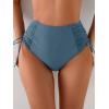 imageEomenie Womens High Waisted Swimsuit Bottom Tummy Control Ruched Bikini Bottoms Side Tie Bathing Suit Swim BottomGray Blue