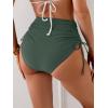 imageEomenie Womens High Waisted Swimsuit Bottom Tummy Control Ruched Bikini Bottoms Side Tie Bathing Suit Swim BottomGreen