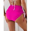 imageEomenie Womens High Waisted Swimsuit Bottom Tummy Control Ruched Bikini Bottoms Side Tie Bathing Suit Swim BottomHot Pink