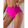 imageEomenie Womens High Waisted Swimsuit Bottom Tummy Control Ruched Bikini Bottoms Side Tie Bathing Suit Swim BottomHot Pink