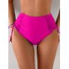 imageEomenie Womens High Waisted Swimsuit Bottom Tummy Control Ruched Bikini Bottoms Side Tie Bathing Suit Swim BottomHot Pink