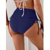 imageEomenie Womens High Waisted Swimsuit Bottom Tummy Control Ruched Bikini Bottoms Side Tie Bathing Suit Swim BottomNavy Blue