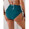 imageEomenie Womens High Waisted Swimsuit Bottom Tummy Control Ruched Bikini Bottoms Side Tie Bathing Suit Swim BottomPeacock Blue