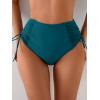 imageEomenie Womens High Waisted Swimsuit Bottom Tummy Control Ruched Bikini Bottoms Side Tie Bathing Suit Swim BottomPeacock Blue