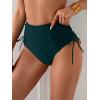 imageEomenie Womens High Waisted Swimsuit Bottom Tummy Control Ruched Bikini Bottoms Side Tie Bathing Suit Swim BottomPeacock Green