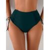 imageEomenie Womens High Waisted Swimsuit Bottom Tummy Control Ruched Bikini Bottoms Side Tie Bathing Suit Swim BottomPeacock Green