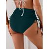 imageEomenie Womens High Waisted Swimsuit Bottom Tummy Control Ruched Bikini Bottoms Side Tie Bathing Suit Swim BottomPeacock Green