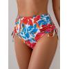 imageEomenie Womens High Waisted Swimsuit Bottom Tummy Control Ruched Bikini Bottoms Side Tie Bathing Suit Swim BottomPrinted Blue Red