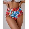 imageEomenie Womens High Waisted Swimsuit Bottom Tummy Control Ruched Bikini Bottoms Side Tie Bathing Suit Swim BottomPrinted Blue Red
