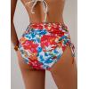 imageEomenie Womens High Waisted Swimsuit Bottom Tummy Control Ruched Bikini Bottoms Side Tie Bathing Suit Swim BottomPrinted Blue Red