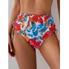 imageEomenie Womens High Waisted Swimsuit Bottom Tummy Control Ruched Bikini Bottoms Side Tie Bathing Suit Swim BottomPrinted Blue Red