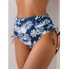imageEomenie Womens High Waisted Swimsuit Bottom Tummy Control Ruched Bikini Bottoms Side Tie Bathing Suit Swim BottomPrinted Blue White