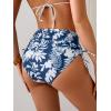 imageEomenie Womens High Waisted Swimsuit Bottom Tummy Control Ruched Bikini Bottoms Side Tie Bathing Suit Swim BottomPrinted Blue White