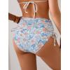 imageEomenie Womens High Waisted Swimsuit Bottom Tummy Control Ruched Bikini Bottoms Side Tie Bathing Suit Swim BottomPrinted Orange Blue