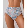 imageEomenie Womens High Waisted Swimsuit Bottom Tummy Control Ruched Bikini Bottoms Side Tie Bathing Suit Swim BottomPrinted Orange Blue