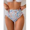 imageEomenie Womens High Waisted Swimsuit Bottom Tummy Control Ruched Bikini Bottoms Side Tie Bathing Suit Swim BottomPrinted Orange Blue