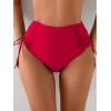 imageEomenie Womens High Waisted Swimsuit Bottom Tummy Control Ruched Bikini Bottoms Side Tie Bathing Suit Swim BottomRed