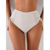 imageEomenie Womens High Waisted Swimsuit Bottom Tummy Control Ruched Bikini Bottoms Side Tie Bathing Suit Swim BottomWhite