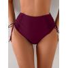 imageEomenie Womens High Waisted Swimsuit Bottom Tummy Control Ruched Bikini Bottoms Side Tie Bathing Suit Swim BottomWine Red