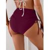 imageEomenie Womens High Waisted Swimsuit Bottom Tummy Control Ruched Bikini Bottoms Side Tie Bathing Suit Swim BottomWine Red