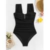 imageEomenie Womens One Piece Swimsuit Tummy Control Cutout Bathing Suit Push Up Wide Straps Swim SuitBlack