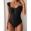 imageEomenie Womens One Piece Swimsuit Tummy Control Cutout Bathing Suit Push Up Wide Straps Swim SuitBlack