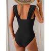 imageEomenie Womens One Piece Swimsuit Tummy Control Cutout Bathing Suit Push Up Wide Straps Swim SuitBlack