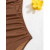 imageEomenie Womens One Piece Swimsuit Tummy Control Cutout Bathing Suit Push Up Wide Straps Swim SuitBrown