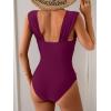 imageEomenie Womens One Piece Swimsuit Tummy Control Cutout Bathing Suit Push Up Wide Straps Swim SuitBurgundy