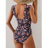 imageEomenie Womens One Piece Swimsuit Tummy Control Cutout Bathing Suit Push Up Wide Straps Swim SuitFloral Fragments