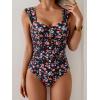 imageEomenie Womens One Piece Swimsuit Tummy Control Cutout Bathing Suit Push Up Wide Straps Swim SuitFloral Fragments