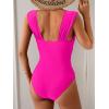 imageEomenie Womens One Piece Swimsuit Tummy Control Cutout Bathing Suit Push Up Wide Straps Swim SuitHot Pink