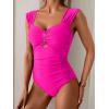 imageEomenie Womens One Piece Swimsuit Tummy Control Cutout Bathing Suit Push Up Wide Straps Swim SuitHot Pink